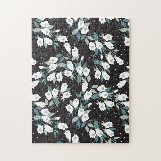 Eleganter schwarzer Hintergrund der Tulip-Blume Puzzle (Vertikal)