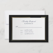 Eleganter schwarzer Hintergrund Goldrahmen RSVP (Vorderseite)