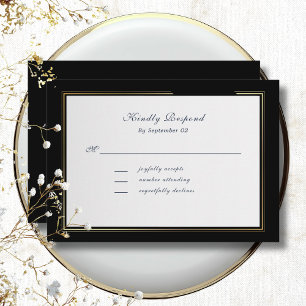 Eleganter schwarzer Hintergrund Goldrahmen RSVP