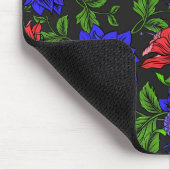 Eleganter Schwarzer Hintergrund in Blau und Rot Bl Mousepad (Ecke)