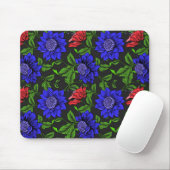 Eleganter Schwarzer Hintergrund in Blau und Rot Bl Mousepad (Mit Mouse)