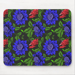 Eleganter Schwarzer Hintergrund in Blau und Rot Bl Mousepad