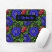 Eleganter Schwarzer Hintergrund in Blau und Rot Bl Mousepad (Mit Mouse)