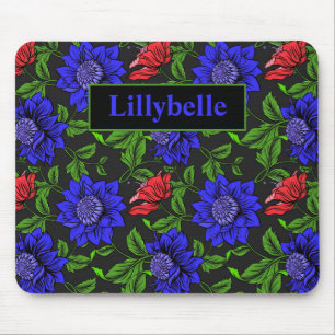 Eleganter Schwarzer Hintergrund in Blau und Rot Bl Mousepad