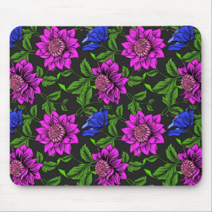 Eleganter Schwarzer Hintergrund in Rosa und Blauer Mousepad