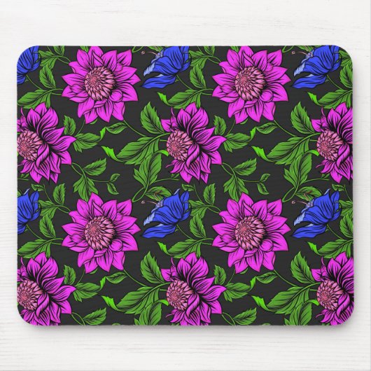 Eleganter Schwarzer Hintergrund in Rosa und Blauer Mousepad (Vorne)