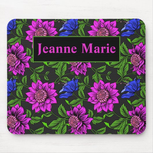 Eleganter Schwarzer Hintergrund in Rosa und Blauer Mousepad (Vorne)