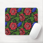 Eleganter Schwarzer Hintergrund in Rot und Blau de Mousepad (Mit Mouse)