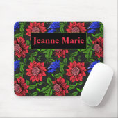 Eleganter Schwarzer Hintergrund in Rot und Blau de Mousepad (Mit Mouse)