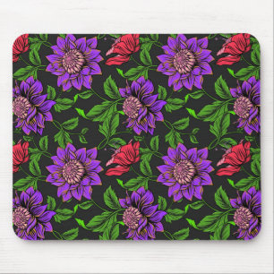 Eleganter Schwarzer Hintergrund Lila und roter Blu Mousepad