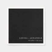 Eleganter Schwarzer Hintergrund Trendy Minimal Cus Serviette (Vorderseite)