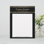 Eleganter schwarzer Hintergrund und goldene Streif Briefkopf (Stehend Vorderseite)