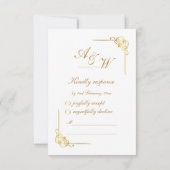 Eleganter schwarzer Hochzeits-Event-QR-Code in Gol RSVP Karte (Rückseite)