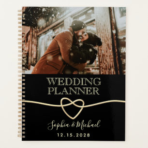 Eleganter schwarzer Hochzeitsplaner mit Foto Planer