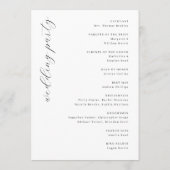 Eleganter schwarzer Hochzeitszeremonie-Zeitplan Programm (Rückseite)