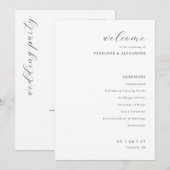 Eleganter schwarzer Hochzeitszeremonie-Zeitplan Programm (Vorne/Hinten)