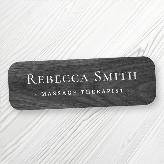 Eleganter schwarzer Holzkorn-Look Name und Titel Namensschild