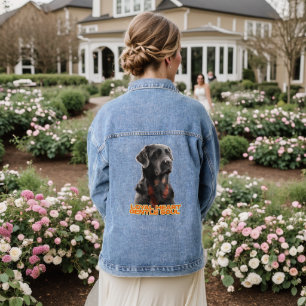 Eleganter Schwarzer Hund Portrait-Realistischer Ha Jeansjacke