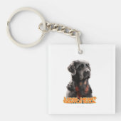 Eleganter Schwarzer Hund Portrait-Realistischer Ha Schlüsselanhänger (Vorderseite)