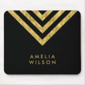 Eleganter schwarzer Imitat-Goldnamen-Zickzack Mousepad (Vorne)