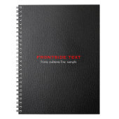 Eleganter Schwarzer Imitat Leather Look Red Text Notizblock (Vorderseite)