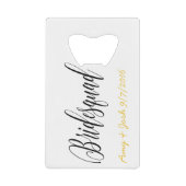 Eleganter schwarzer Kalligraphieskript Geldbeutel Flaschenöffner (Vorderseite)
