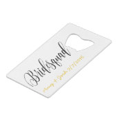 Eleganter schwarzer Kalligraphieskript Geldbeutel Flaschenöffner (Vorderseite Schrägansicht)