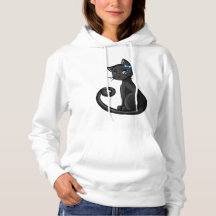 Eleganter schwarzer Katzen-Hoodie – Mystischer und