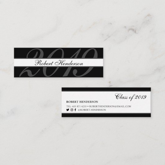 Eleganter schwarzer Klassiker Name des Abschlusses Telefonnummerkarte (Vorne/Hinten)