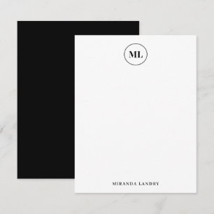 Eleganter schwarzer Kreis Monogramm Initialen Name Mitteilungskarte