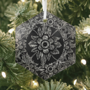 Eleganter schwarzer Kristall-Weihnachts-Hexagon  Ornament Aus Glas