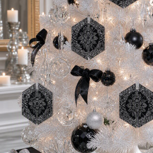 Eleganter schwarzer Kristall-Weihnachts-Hexagon Ornament Aus Glas
