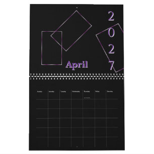 Eleganter schwarzer Lavendel-Geometrierahmen, benu Kalender