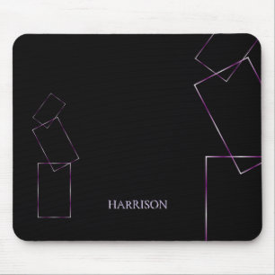 Eleganter schwarzer Lavendel-Geometrierahmen mit i Mousepad