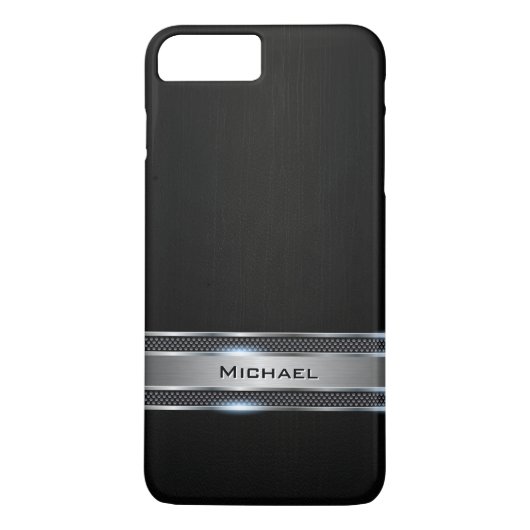 Eleganter schwarzer Leder-und Case-Mate iPhone Hülle (Rückseite)