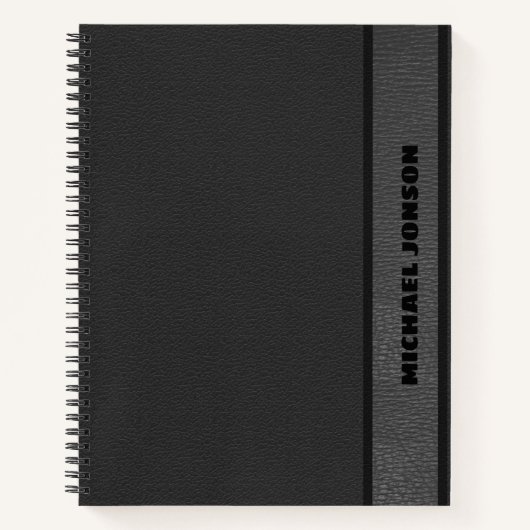 Eleganter Schwarzer Lederlook Notizblock (Vorderseite)