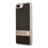 Eleganter schwarzer lederner Blick mit silbernem Carved Wood iPhone Hülle (Links)