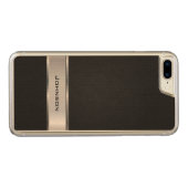 Eleganter schwarzer lederner Blick mit silbernem Carved Wood iPhone Hülle (Rückseite (Horizontal))