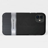 Eleganter schwarzer lederner Blick mit silbernem Case-Mate iPhone Hülle (Rückseite (Horizontal))