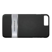 Eleganter schwarzer lederner Blick mit silbernem Case-Mate iPhone Hülle (Rückseite (Horizontal))