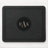Eleganter Schwarzer Lederrahmen Mousepad (Vorne)