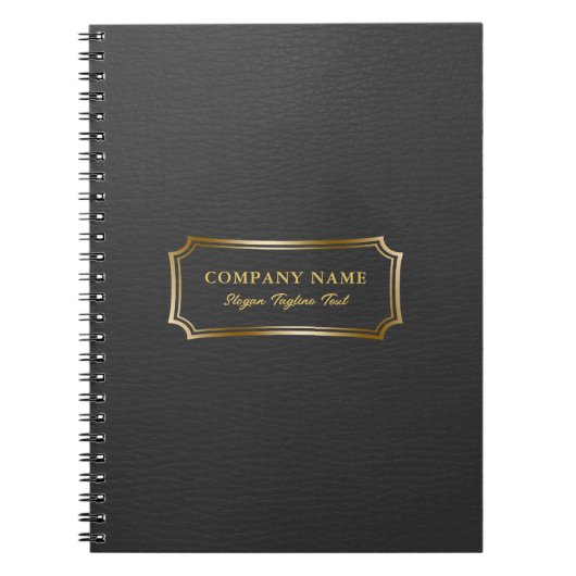 Eleganter schwarzer Ledertextur Gold Text Rahmen Notizblock (Vorderseite)