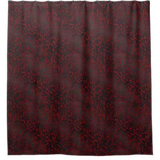 Eleganter Schwarzer Leopard Druck auf Rot Duschvorhang (Vorderseite)