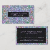 Eleganter Schwarzer Lila Glitzer & Glitzern 1 Visitenkarte (Vorne/Hinten)