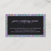 Eleganter Schwarzer & Lila Glitzer & Glitzern Visitenkarte (Rückseite)