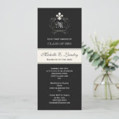 Eleganter schwarzer Lilie formaler Abschluss Einladung (Stehend Vorderseite)