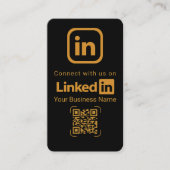 Eleganter schwarzer LinkedIn-QR-Code mit Gold-Verb Visitenkarte (Vorderseite)