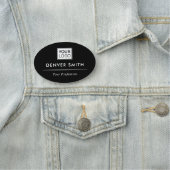 Eleganter, schwarzer Logo-Mitarbeiter Namensschild (Beispiel)