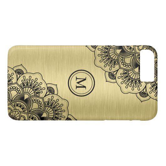 Eleganter schwarzer Mandala auf metallischem golde Case-Mate iPhone Hülle (Rückseite (Horizontal))