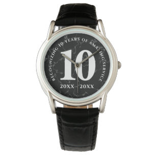Eleganter schwarzer Marmor 10 Jahre Arbeit Jubiläu Armbanduhr